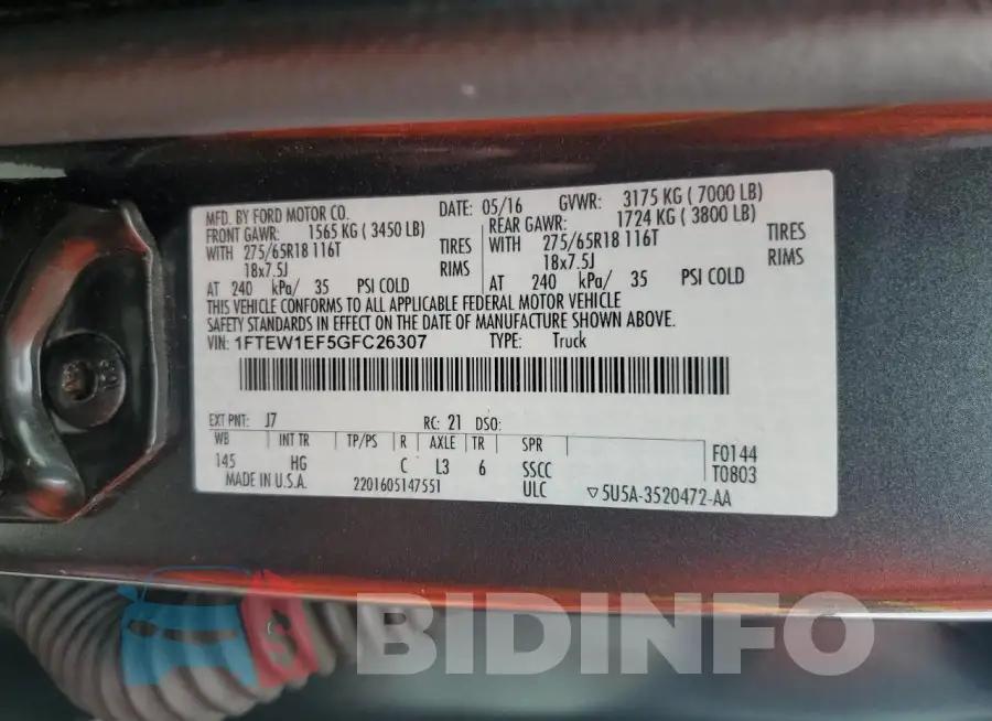 1FTEW1EF5GFC26307 Photo# 12