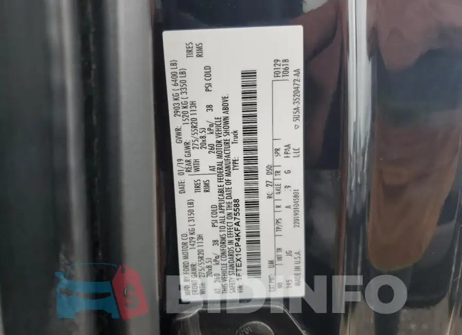 1FTEX1CP4KFA75588 Photo# 14