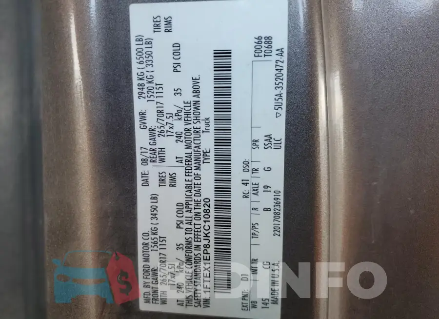 1FTEX1EP8JKC10820 Photo# 12