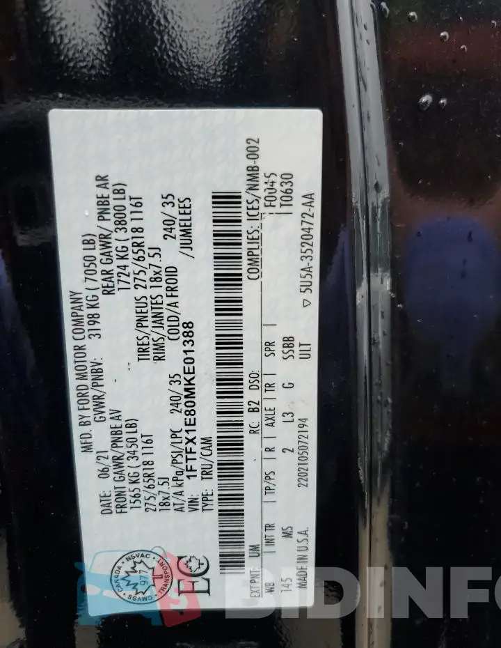1FTFX1E80MKE01388 Photo# 12
