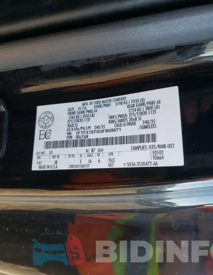 1FTFX1EF0GFB05671 Photo# 12