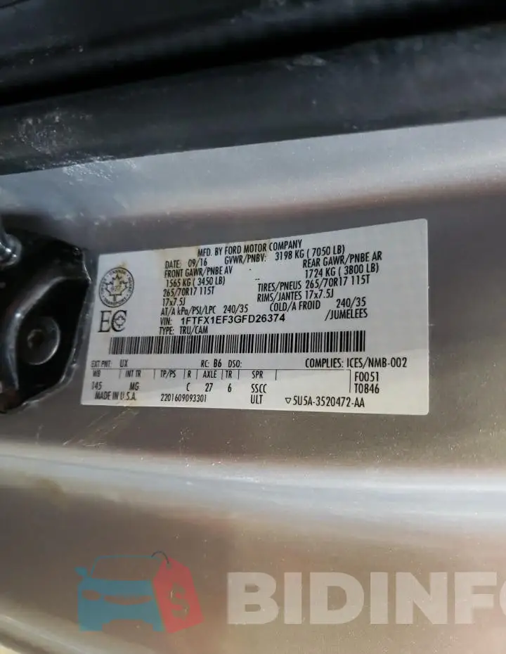 1FTFX1EF3GFD26374 Photo# 12