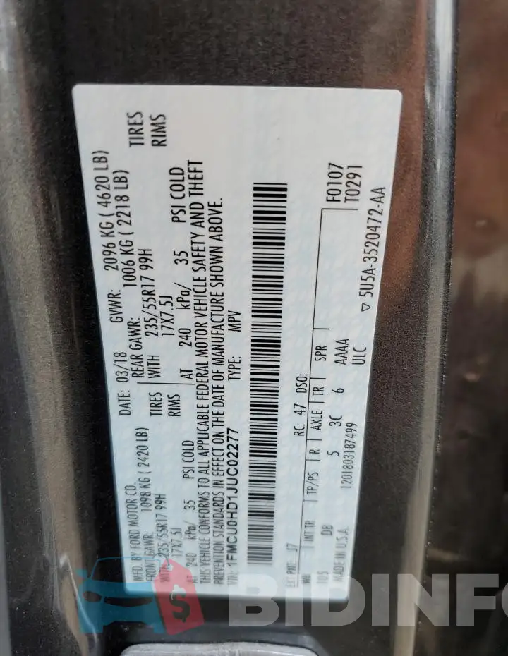 1MCU0HD1JUC02277 Photo# 13