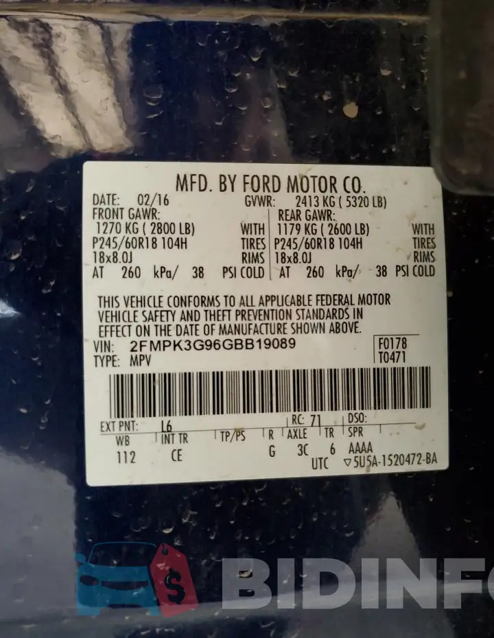 2FMPK3G96GBB19089 Photo# 12