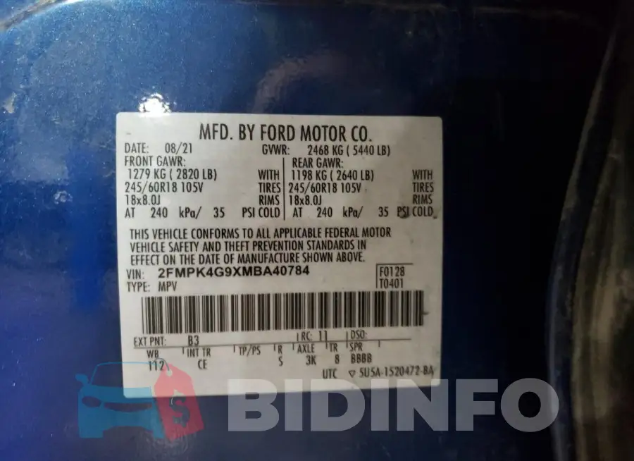 2FMPK4G9XMBA40784 Photo# 13