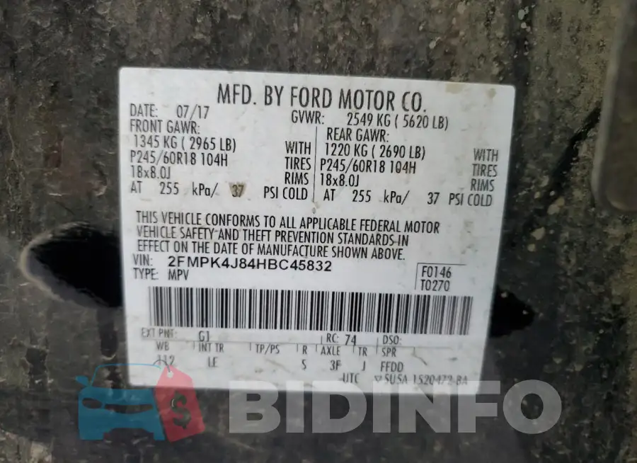 2FMPK4J84HBC45832 Photo# 13
