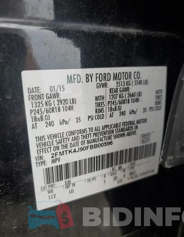 2FMTK4J90FBB00596 Photo# 13