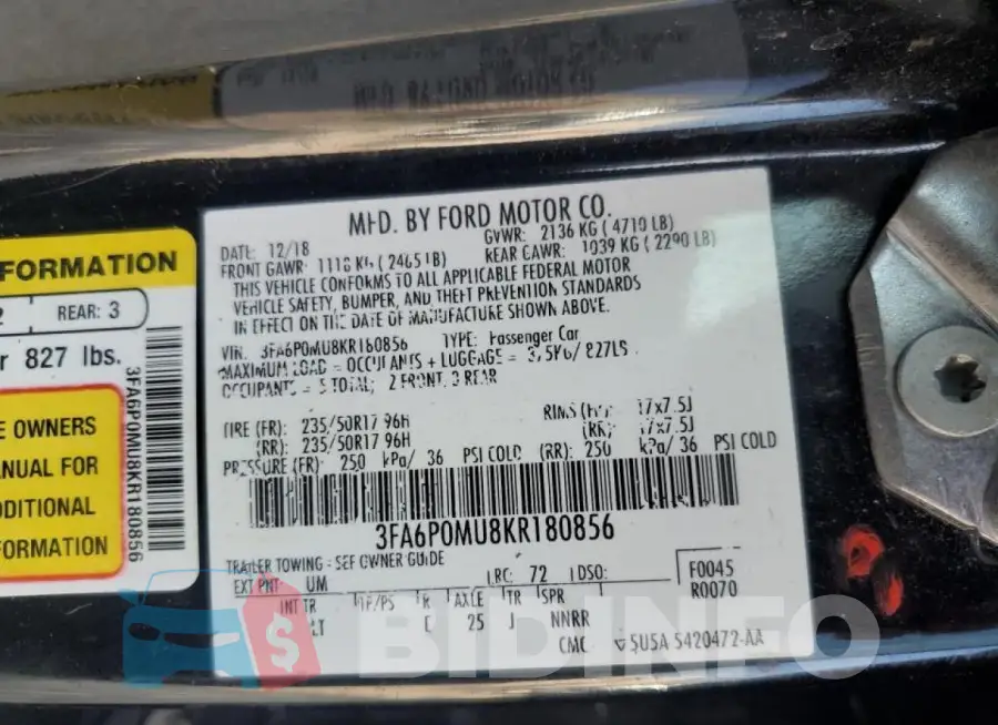 3FA6P0MU8KR180856 Photo# 13