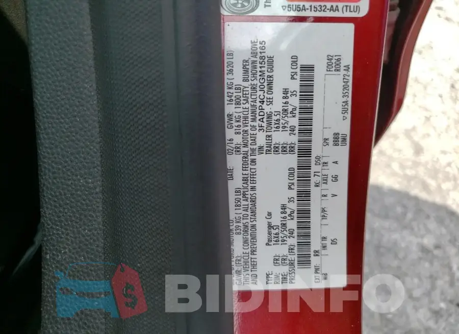 3FADP4CJ0GM158165 Photo# 12