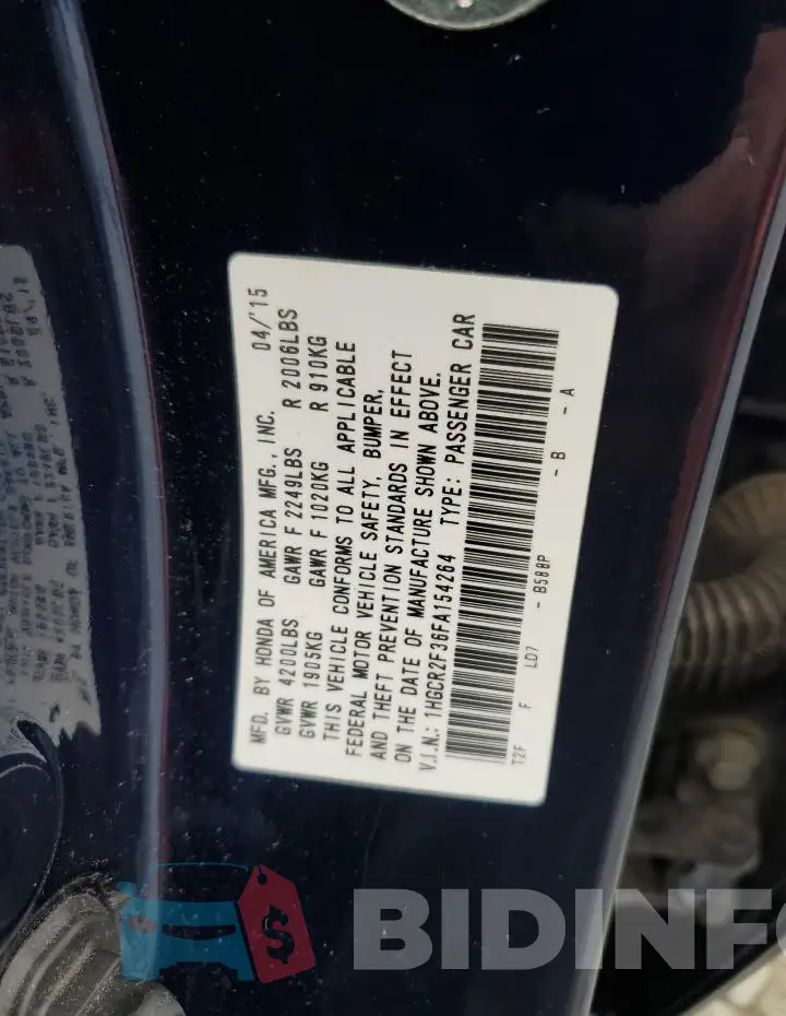 1HGCR2F36FA154264 Photo# 12