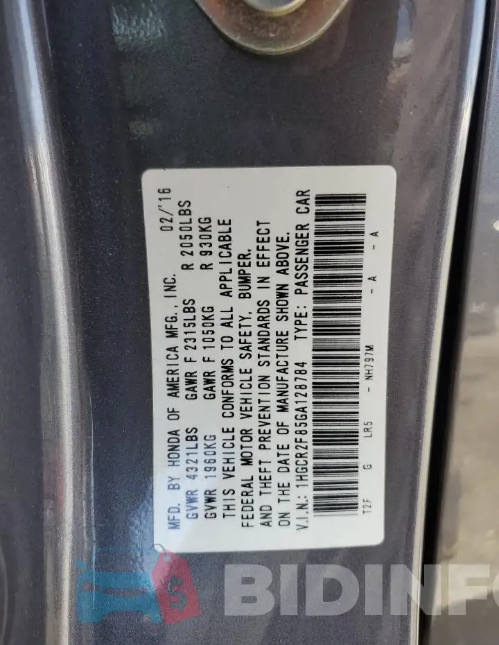 1HGCR2F85GA128784 Photo# 12
