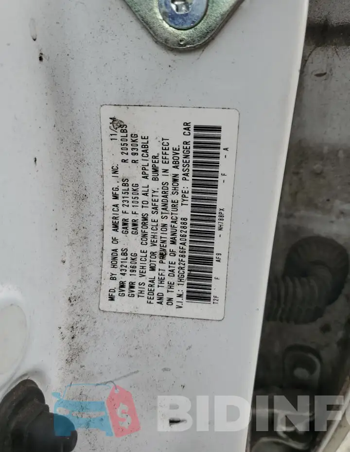 1HGCR2F86FA062888 Photo# 13