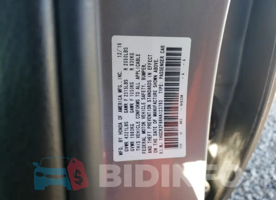 1HGCR2F86HA123790 Photo# 12