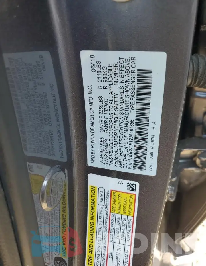 1HGCV1F12JA187856 Photo# 12