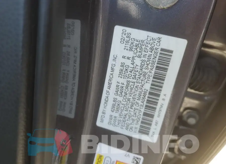 1HGCV1F13LA064862 Photo# 12