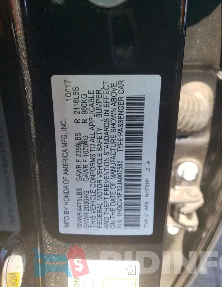 1HGCV1F32JA007583 Photo# 12