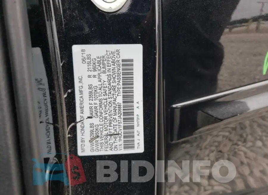 1HGCV1F57JA206887 Photo# 12