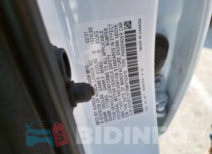 2HGFC1F78MH702419 Photo# 12