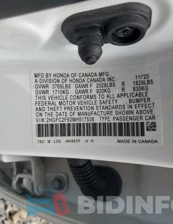 2HGFC2F82MH517538 Photo# 12