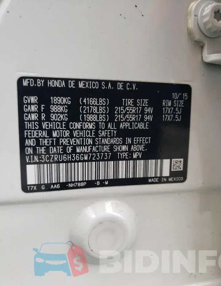 3CZRU6H36GM723737 Photo# 13