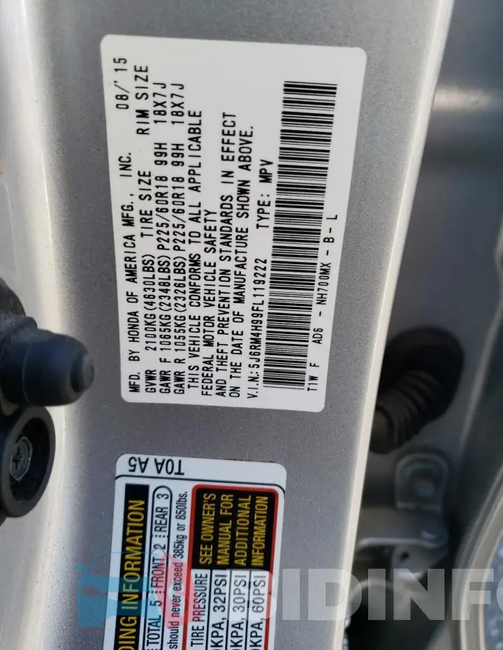 5J6RM4H99FL119222 Photo# 13