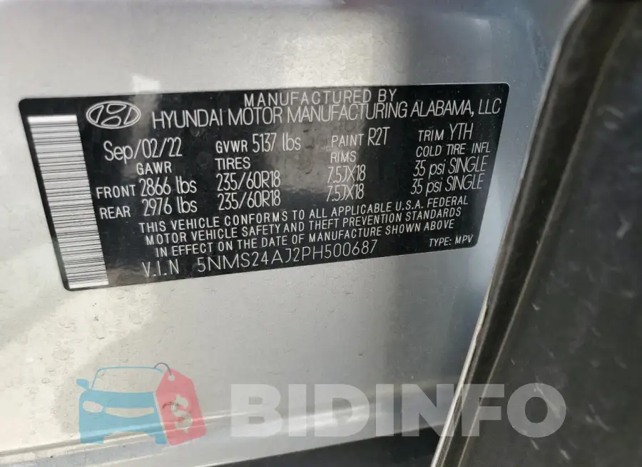 5NMS24AJ2PH500687 Photo# 14
