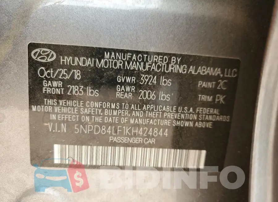 5NPD84LF1KH424844 Photo# 12