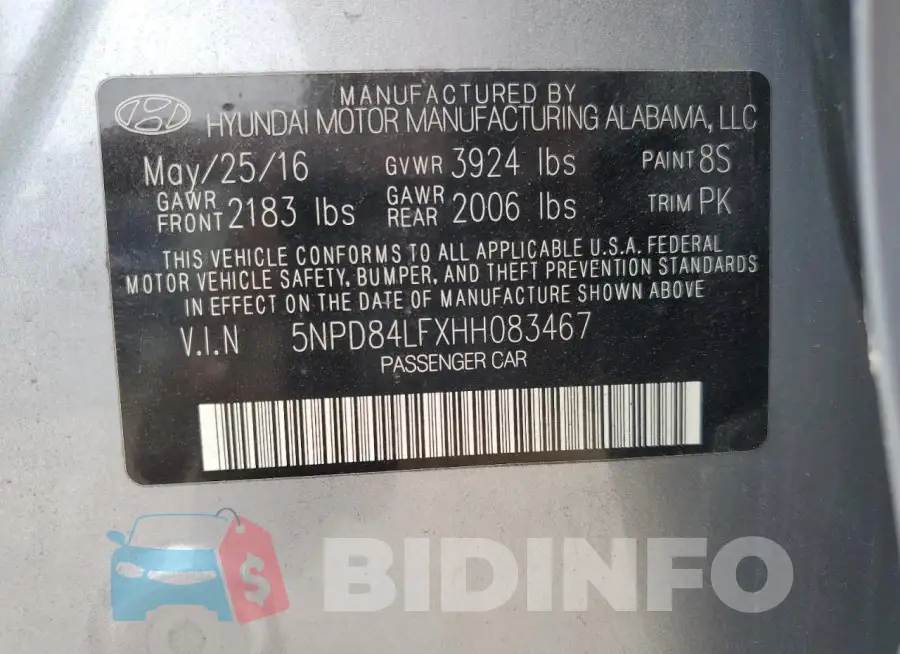 5NPD84LFXHH083467 Photo# 12