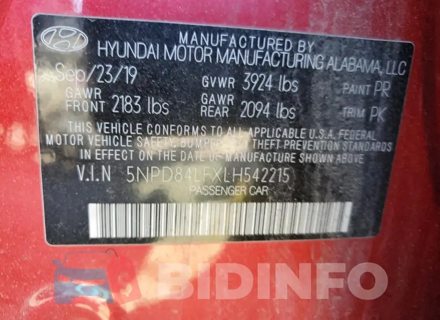 5NPD84LFXLH542215 Photo# 12