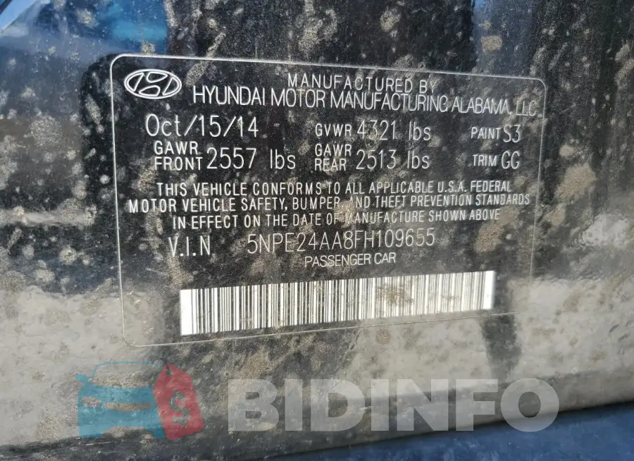 5NPE24AA8FH109655 Photo# 12
