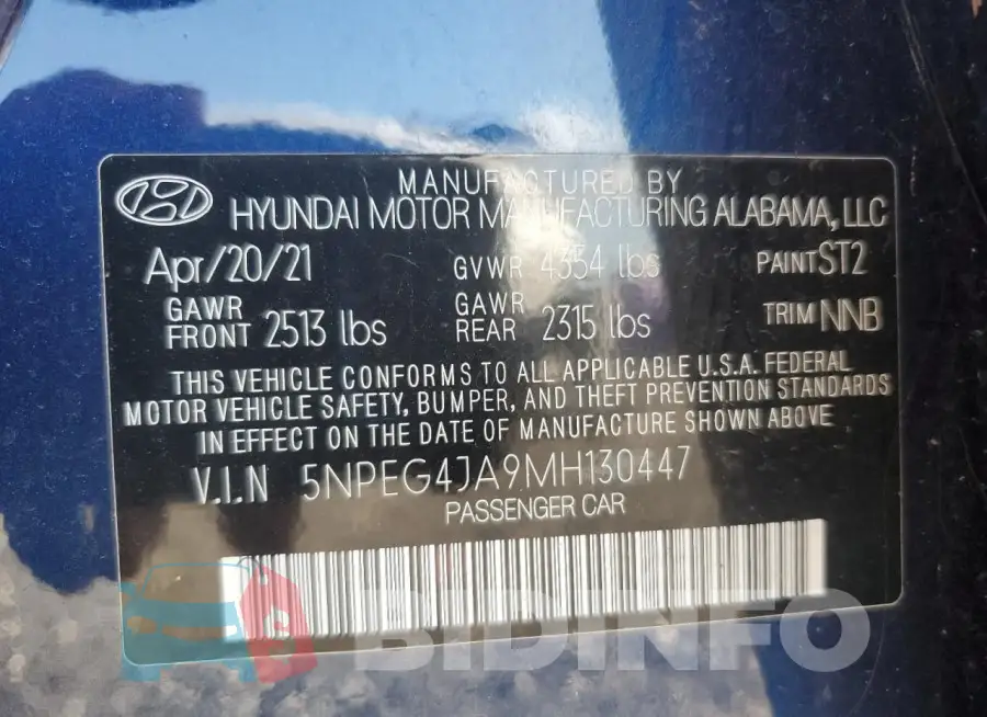 5NPEG4JA9MH130447 Photo# 12