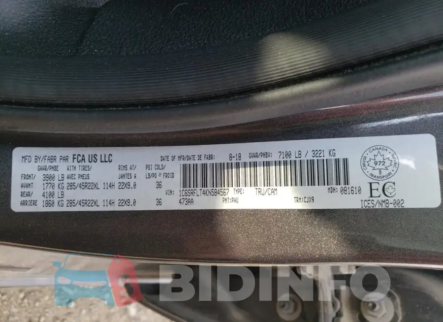 1C6SRFLT4KN584567 Photo# 12