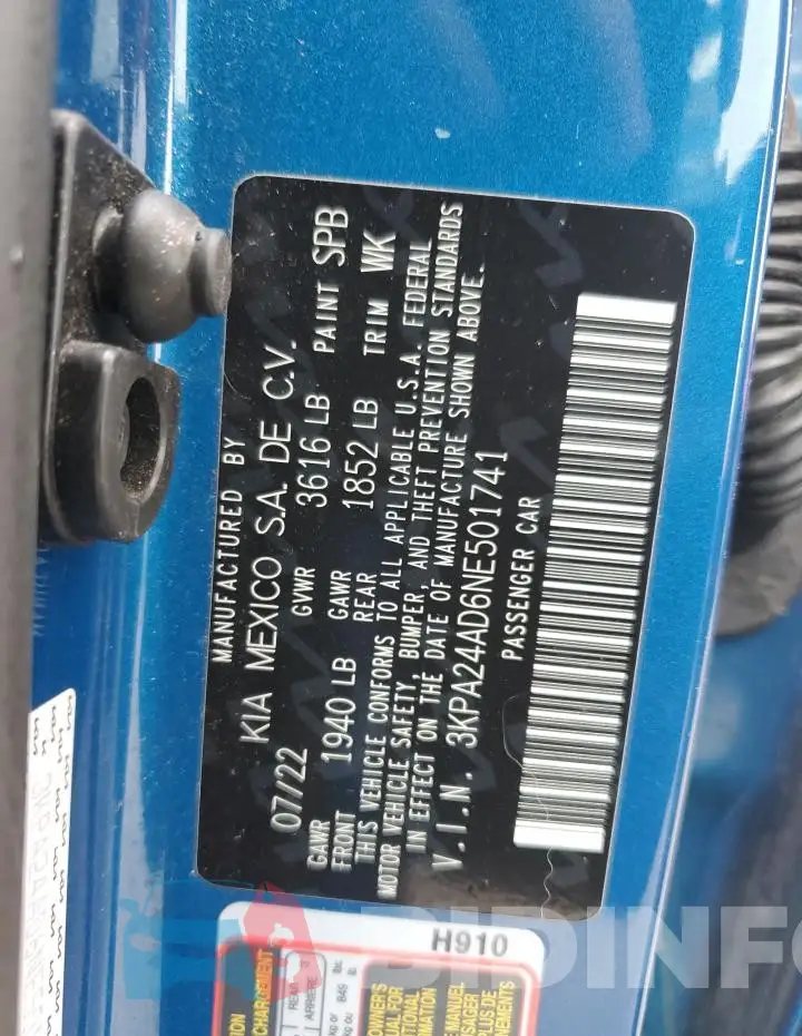 3KPA24AD6NE501741 Photo# 12