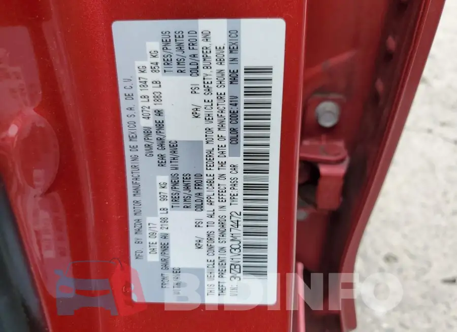 3MZBN1V30JM174472 Photo# 13