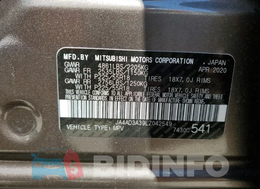 JA4AD3A39LZ042549 Photo# 12