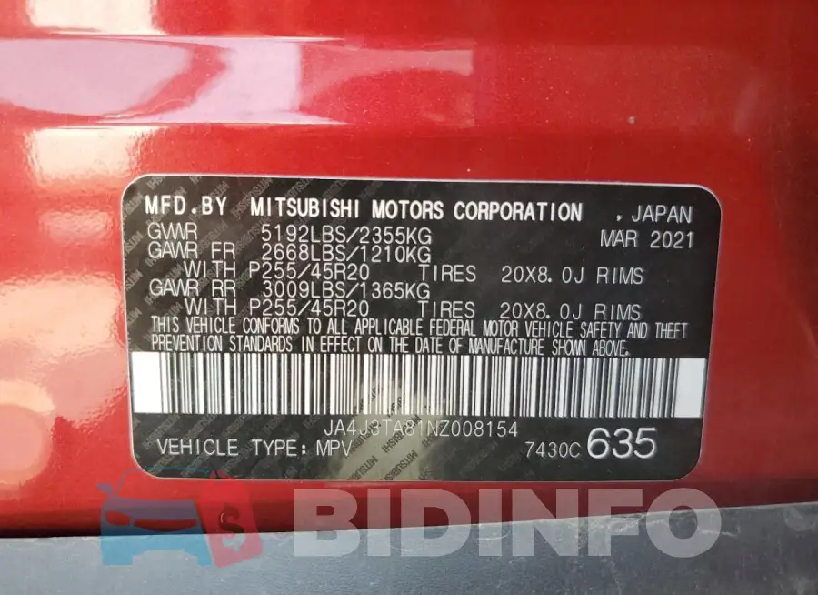JA4J3TA81NZ008154 Photo# 14