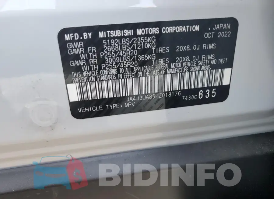 JA4J3UA85PZ018176 Photo# 13