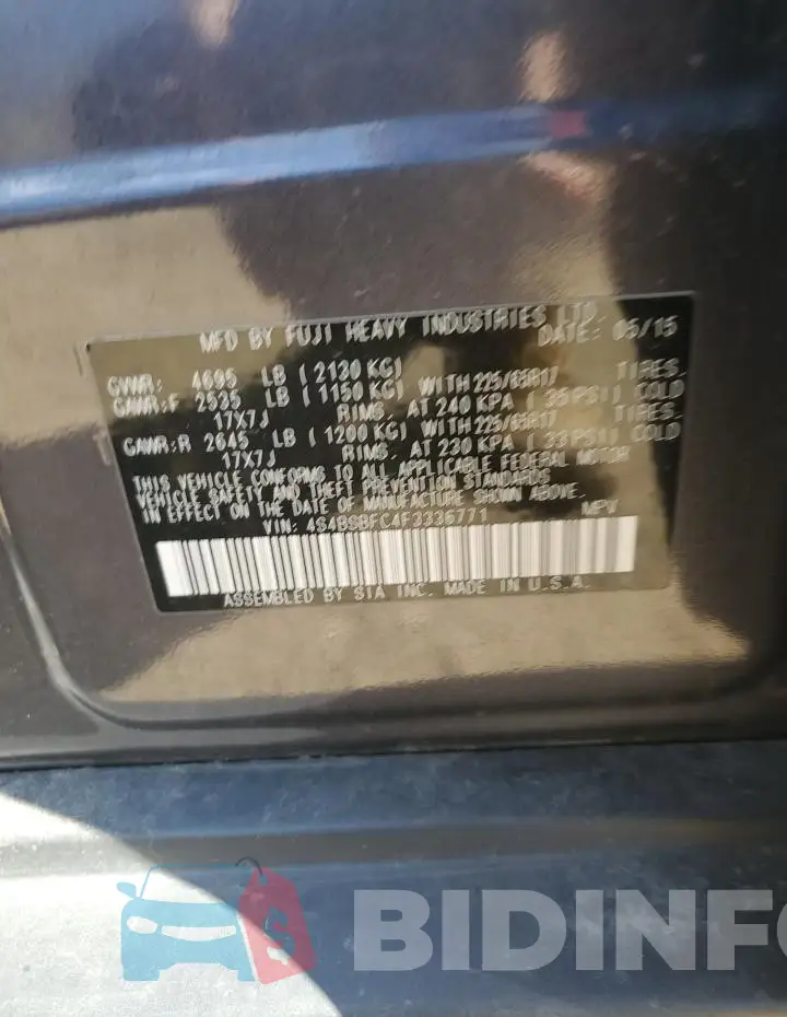4S4BSBFC4F3336771 Photo# 13