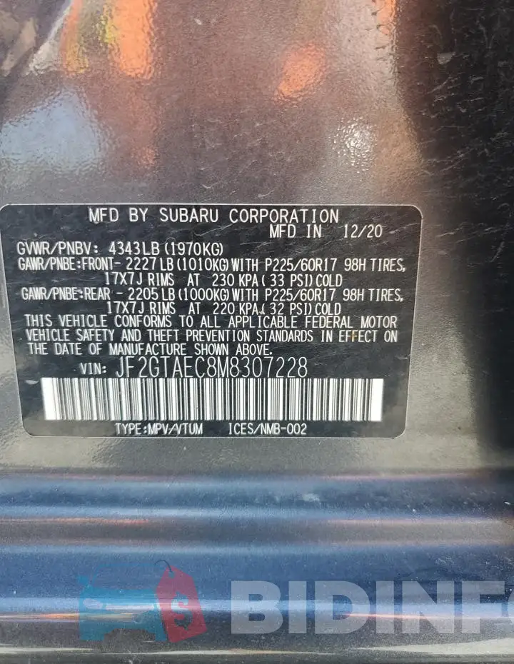 JF2GTAEC8M8307228 Photo# 12