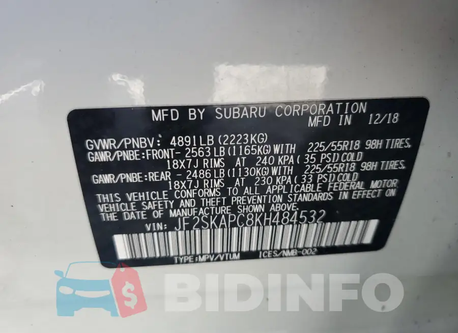 JF2SKAPC8KH484532 Photo# 13