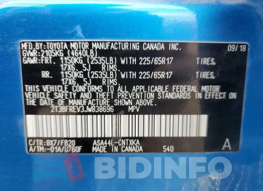 2T3BFREV3JW838696 Photo# 13