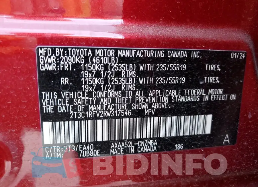 2T3C1RFV2RW317546 Photo# 14