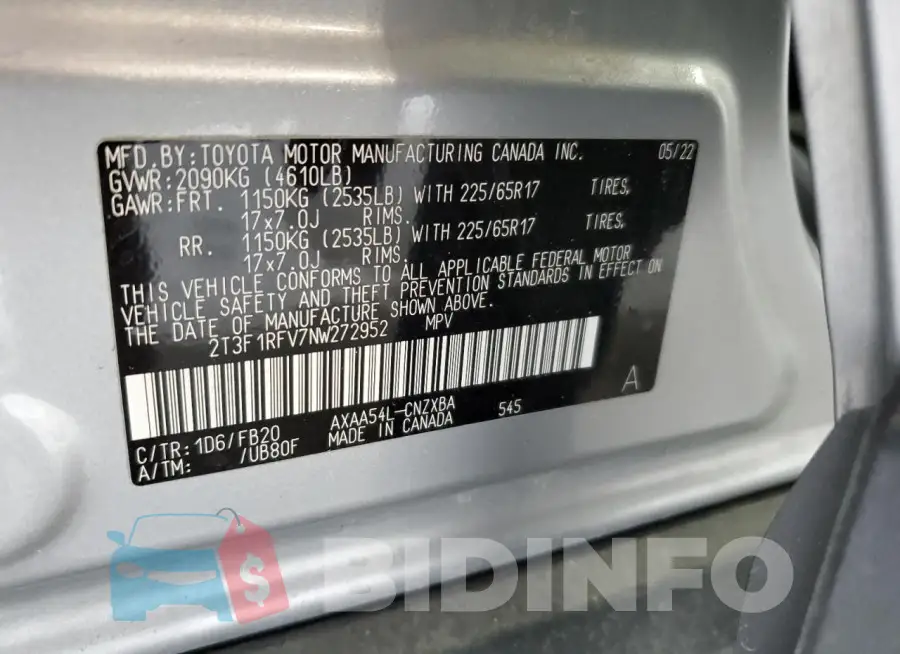 2T3F1RFV7NW272952 Photo# 14