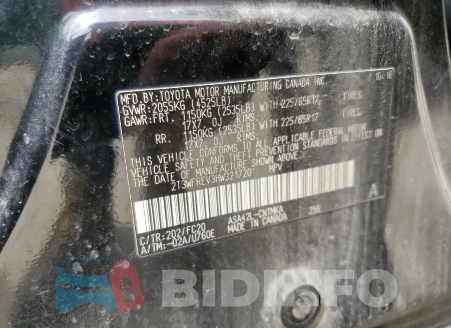 2T3WFREV3HW321720 Photo# 13