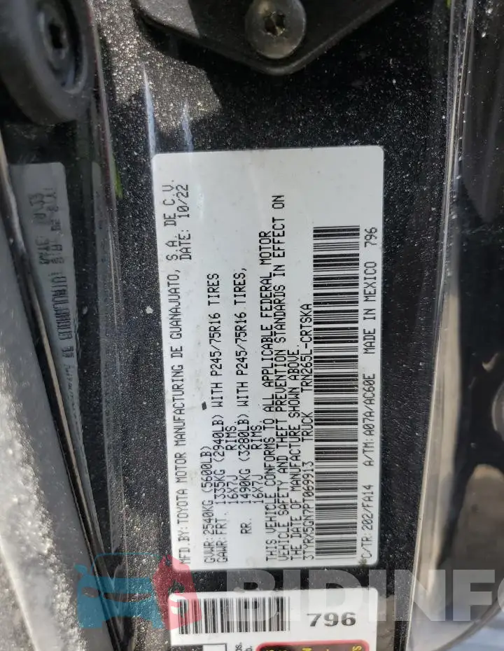 3TYRX5GN7PT069913 Photo# 12