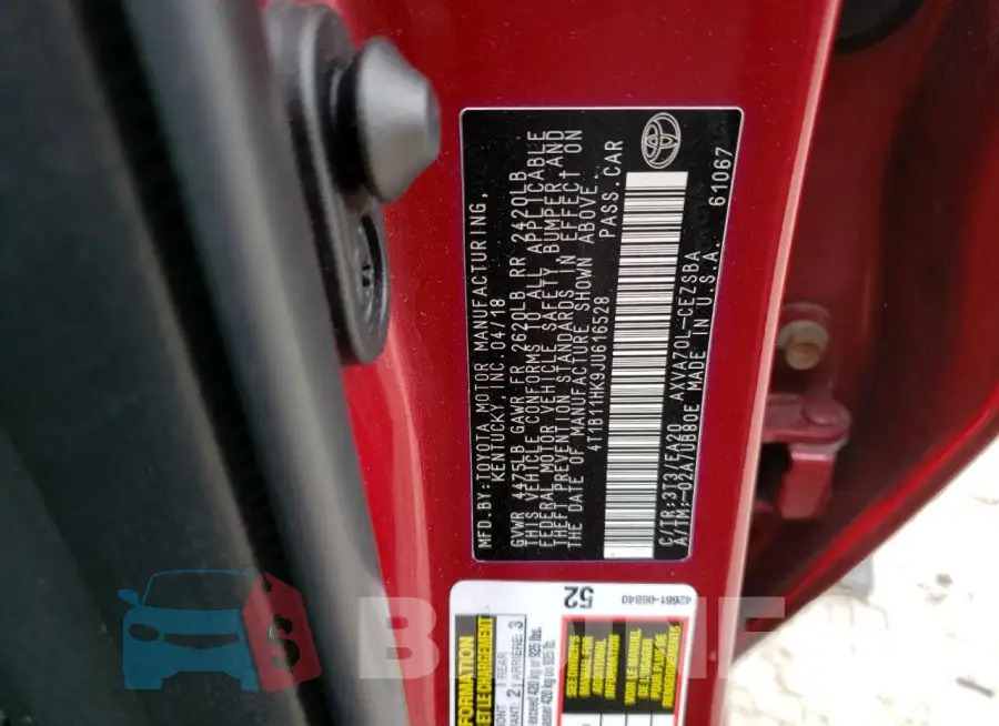 4T1B11HK9JU616528 Photo# 12
