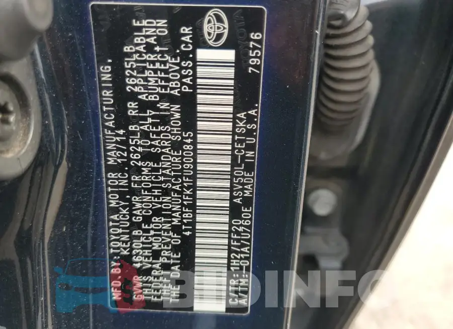4T1BF1FK1FU900845 Photo# 12