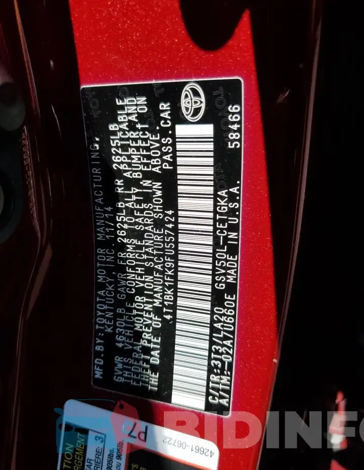 4T1BK1FK9FU557424 Photo# 12