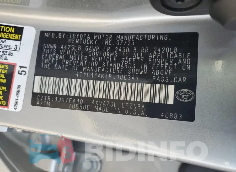4T1C11AK4PU186348 Photo# 13