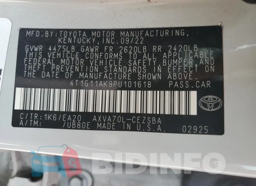 4T1G11AK9PU101618 Photo# 13